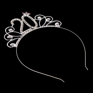 Sparkling rhinestone 20th birthday tiara crown headband in polished silver alloy