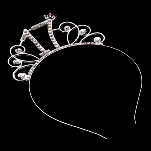 Sparkling silver birthday headband with number 17 and crown in rhinestones