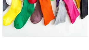 Colorful cotton mid-calf socks in vibrant shades of yellow, green, purple and orange