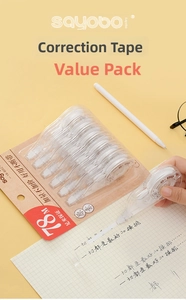 Detailed view of 78m total length correction tape set showing transparent cases and use
