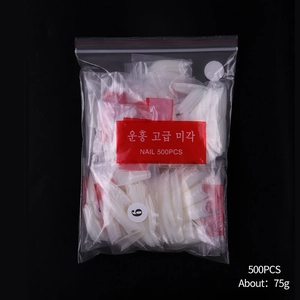 500pcs half cover transparent French T-shape nail tips in polybag with weight detail