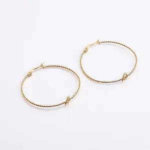 Twisted Rope Knot Hoop Earrings 316L Stainless Steel Titanium Steel Geometric Minimalist For Women Girls Gold Silver Rose Gold