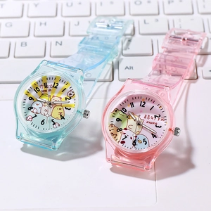 Kids Cartoon Quartz Watch Transparent PVC Strap Clear PC Case Analog Display Cute Students Girls Wristwatch Casual