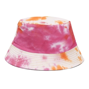 Pink and orange tie-dye bucket hat for women, outdoor fashion casual sun protection cap