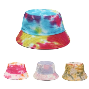 Tie Dye Cotton Canvas Bucket Hat Flat Top Sun Protection Outdoor Travel Fashionable Summer Accessory For Women