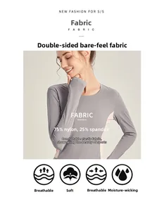 Détail du haut de sport respirant en mélange de 75% de nylon et 25% d'élasthanne