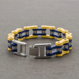 Mechanical Bicycle Chain Bracelet For Men Stainless Steel Punk Motorcycle Style Biker Jewelry Silver Gold Tone Wristband