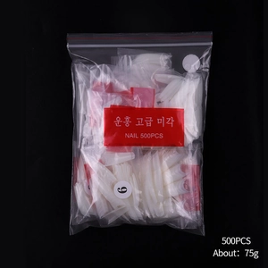 500pcs French half-well T-shape transparent false nail tips in numbered bags