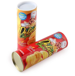 Detailed view of Potato Chips packaging cylinder for Halloween prank snake toy set