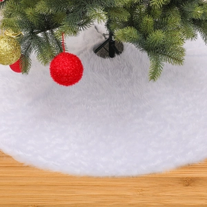 Christmas Tree Skirt White Faux Fur Plush Floor Mat Holiday Decoration Luxury Round Soft Carpet Indoor Party Ornament