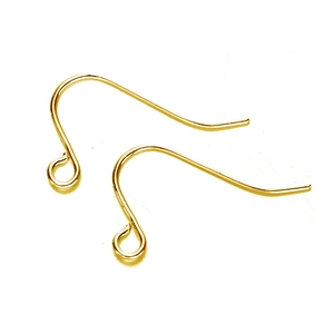 Pair of golden metal earring hooks with circular loops for handmade DIY jewelry