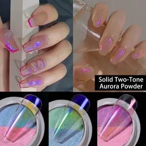 Poudre À Ongles Solide Duo Chrome Aurora Pigment Miroir Métallique Pour Manucure Art DIY Utilisation Professionnelle