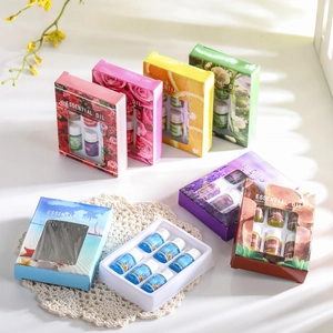 Water soluble essential oil gift set with rose and lavender scents in glass bottles