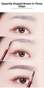 Detailed view of the blade-shaped eyebrow pencil tip for precise hair-like strokes