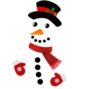 Cartoon snowman Christmas fridge magnet with red scarf and hat for holiday home decoration