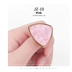 Details von rosa Marmor Nagelkunst Palettenring mit Goldrand und Modell JZ-10 Daten
