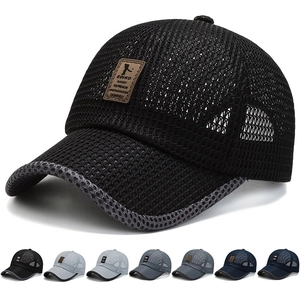 Mesh Baseball Cap Breathable Summer Sun Hat Outdoor Fishing Adjustable Polyester Curved Brim Unisex Casual Sporty