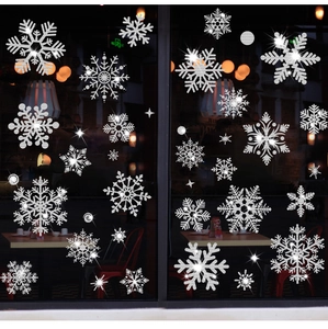 Funkelnde silberne Schneeflocken-Fensteraufkleber für festliche Weihnachtsglasdekoration