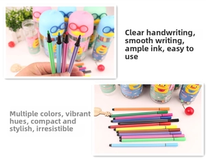 Washable watercolor pens for kids featuring creative yellow 3D duck-shaped cartoon caps