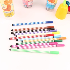 Detail of washable watercolor pens with spiral design and clear storage tube package