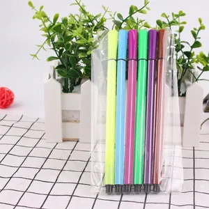 Close-up of a 6-piece assorted color watercolor pens set in a transparent OPP bag