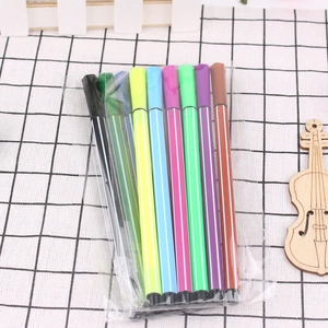 Set of 10 colorful fine-line watercolor pens in transparent packaging for kids