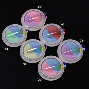 Pack de 6 poudres à ongles miroir aurora pour effets sirène irisés bicolores chromés