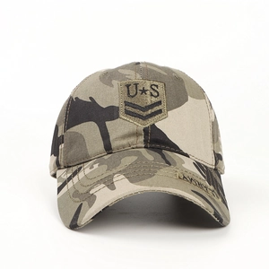 Berretto da baseball in cotone mimetico con ricamo Army e toppe in stile militare