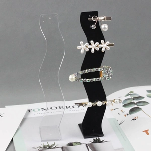 Jewelry Display Stand S-Shaped Wave Acrylic Hair Clip Organizer For Barrettes Headbands Bracelets Plastic Storage Rack