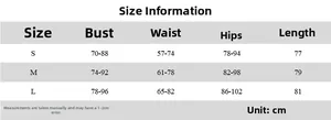 Size chart for summer sleeveless bodycon dress detailing bust, waist and hip measurements