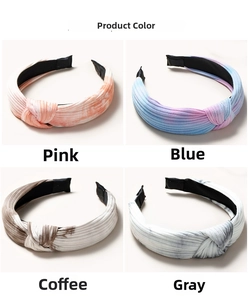 Detailed macro view of pleated cross-knot headbands in four gradient color schemes