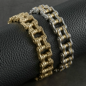 Bracciali a catena da motociclista in acciaio inossidabile finitura oro e argento