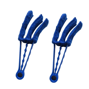 Set of two blue microfiber window blind cleaning tools with durable plastic handles