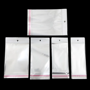 Transparent OPP Packaging Bags Clear Plastic Self Sealing With Hanging Hole For Jewelry Bracelet Necklace Display Storage
