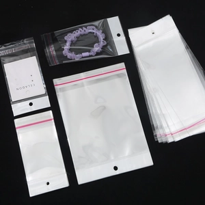 Transparent OPP self-sealing bags with hanging holes for DIY jewelry packaging in multi-sizes