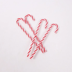 Set of red and white spiral candy cane Christmas tree hanging ornaments for DIY decor