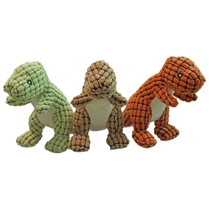 Plush Squeaky Pet Toy For Dogs And Cats Cartoon Animal Dinosaur Shape Molar Teeth Cleaning Interactive Corduroy Soft Toy