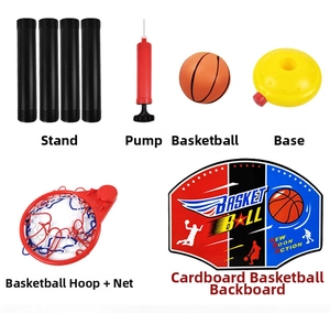 Complete indoor basketball hoop set accessories including base, pump, and backboard