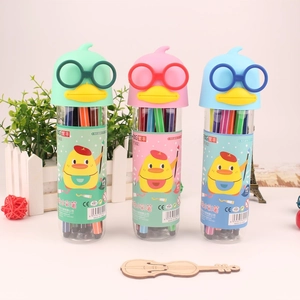 Creative 12-color washable watercolor markers in cute duck-shaped cases for kids' art