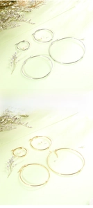 Detail view of gold and silver knot earrings set in four sizes with high metallic luster