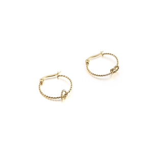 Minimalist gold knotted twist hoop earrings with textured braided design for women