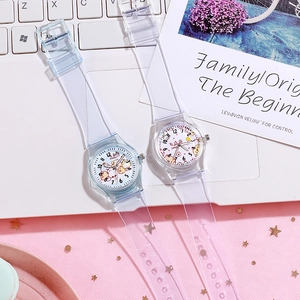 Set of two Sumikko Gurashi themed transparent jelly strap quartz watches for children