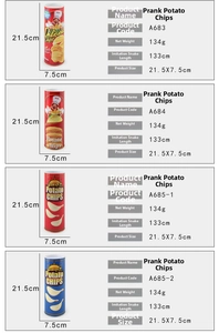 Detailed view of prank potato chip cans with 133cm hidden spring snake prank toy