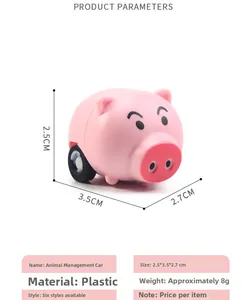 Paramètres de taille détaillés de la voiture jouet cochon rose mesurant 2,5x3,5x2,7cm