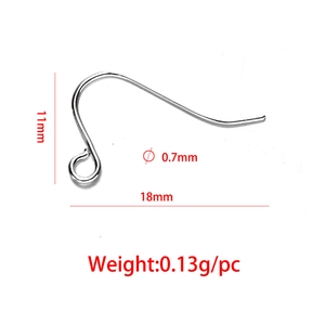 925 silver plated copper 9-shape ear hook accessory for DIY jewelry, 11x18mm size