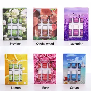 6-pack water-soluble essential oil set with jasmine lavender lemon rose and ocean scents