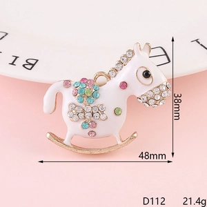 Detail of zebra horse charm with colorful crystals and 48mm dimensions on pink base
