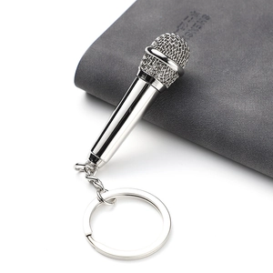 Microphone Shape Keychain Zinc Alloy Mini Realistic Mic Bag Pendant Music Lover Novelty Gift
