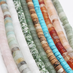 Macro shot of 6x3mm natural stone abacus beads in various colors for DIY jewelry making