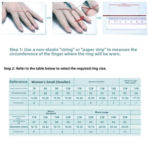 Size guide for stainless steel star ring with measurement instructions and chart